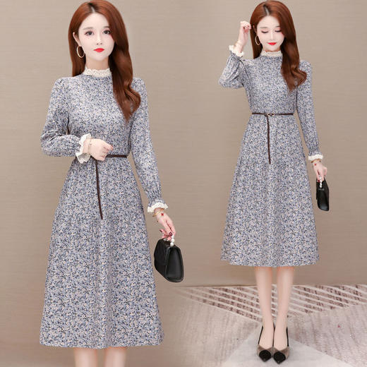 YWE  M21058碎花连衣裙修身气质减龄时尚 商品图0