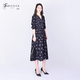 SAINT L’UCK/圣媛新款中长款印花雪纺连衣裙SA220L30