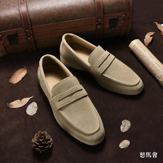 意大利小张幅牛绒卡其色便士乐福鞋 商品图1