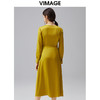 VIMAGE/纬漫纪秋季新款系带束腰高贵优雅纯色V领显瘦连衣裙VC2107236 商品缩略图3