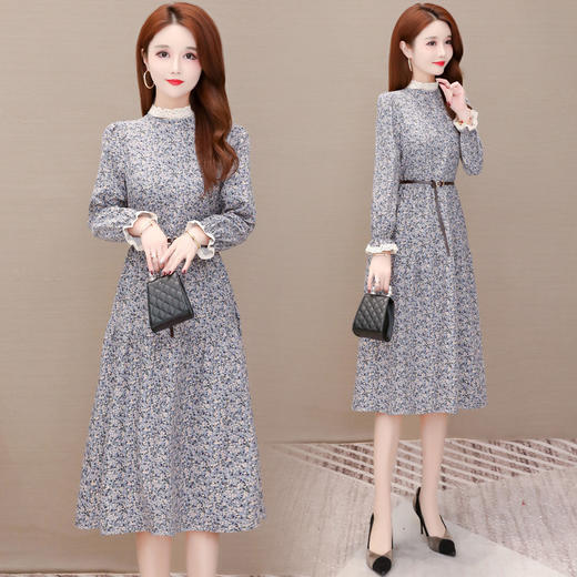 YWE  M21058碎花连衣裙修身气质减龄时尚 商品图4