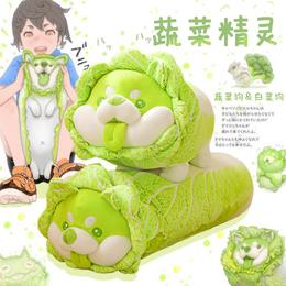 正版蔬菜精灵系列网红白菜狗包菜蛙蜜瓜龟香菇鼬毛绒公仔抱枕