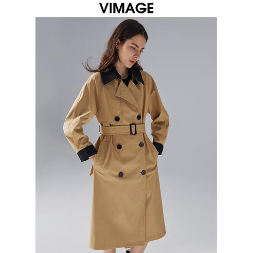 VIMAGE/纬漫纪秋季新款经典翻领长款显瘦百搭大气风衣女外套V1404009D 商品图2