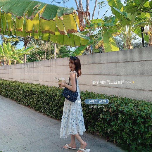 【金蘑菇菇 日落后的周末集市】重工碎花无袖吊带连衣裙 商品图3