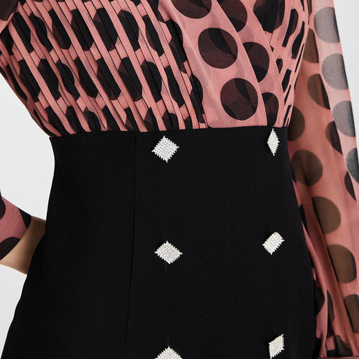 LF8A3斯尔丽瑟俪2021春季上新波点气质假两件连衣裙 商品图4