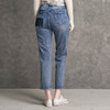 famecoco范可儿纯棉牛仔裤女秋季刺绣设计感直筒裤长裤D216GA303 商品缩略图1