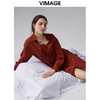 VIMAGE/纬漫纪秋季新款束腰优雅纯色开叉V领显瘦连衣裙VC2107230 商品缩略图1