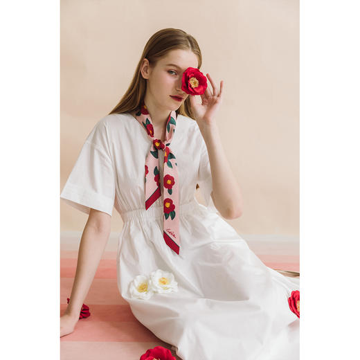 双成记 山茶花斜纹窄丝巾 商品图2