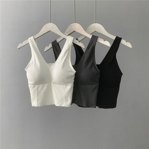 网红美背 简约纯色外穿背心女V领无钢圈性感大胸百搭美背运动防震内衣 商品图6