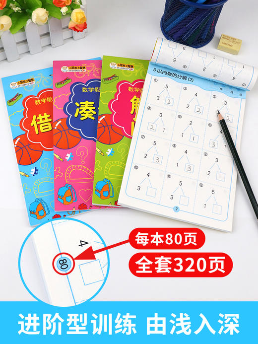 4本 幼小衔接一日一练数学思维训练教材全套凑十法借十法口算题练习册10 20以内加减法二十以内分解与组成幼儿园大班学前班1一年级 商品图1