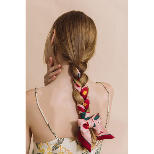 双成记 山茶花斜纹窄丝巾 商品图1