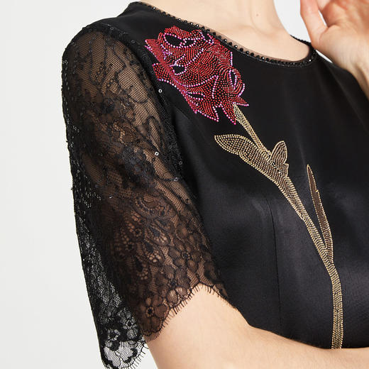 RF8B4斯尔丽瑟俪2021年春季上新高端优雅收腰短袖鱼尾玫瑰花连衣裙 商品图3