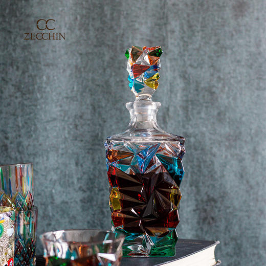 【ZECCHIN】意大利原产穆拉诺冰川系列手工玻璃威士忌酒壶900ml 商品图2
