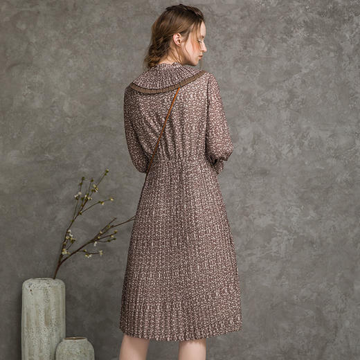 Famecoco范可儿雪纺连衣裙秋季薄款荷叶袖收腰裙子F216FC001 商品图2