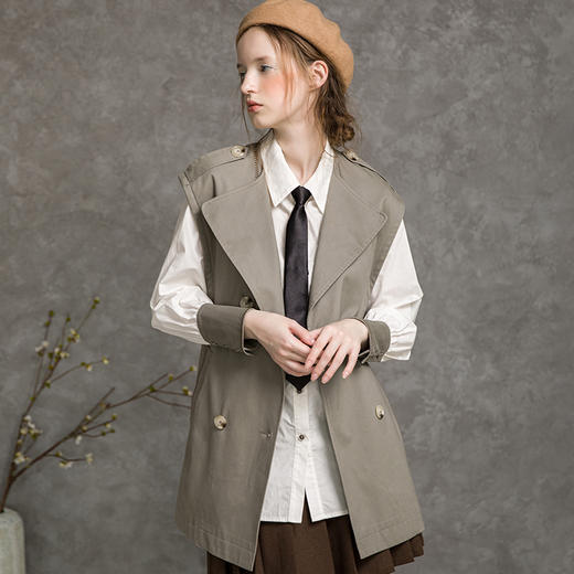 famecoco范可儿秋季套装女衬衫马甲外套休闲时尚两件套F216EC012 商品图1