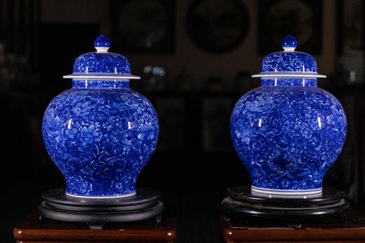 曹细毛:青花万花将军罐 商品图0