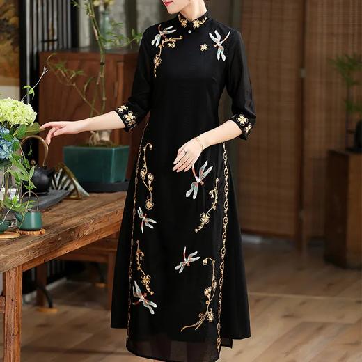 KDS2147 2021夏新款女装文艺绣花禅服茶艺服连衣裙开叉改良汉服 商品图1