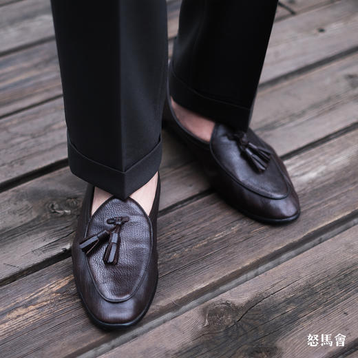 Blake内缝工艺意大利小张幅鹿皮深棕色流苏乐福鞋 商品图7