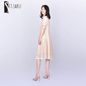 圣三利女装夏季中长款蕾丝气质连衣裙SL221L13
