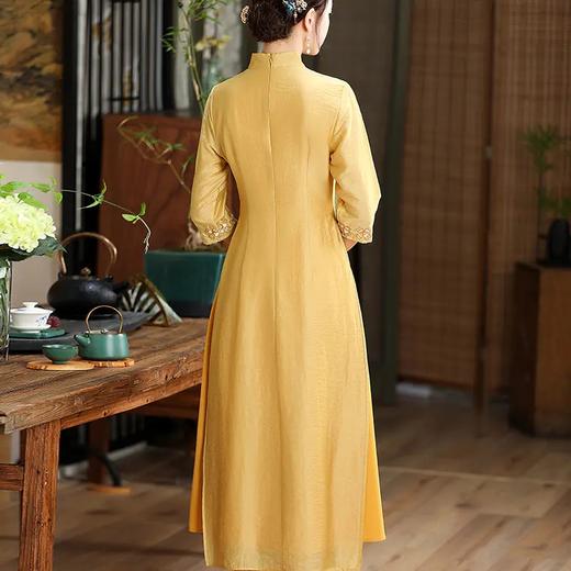KDS2147 2021夏新款女装文艺绣花禅服茶艺服连衣裙开叉改良汉服 商品图3