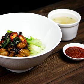 ·宝岛三杯鸡饭、萝卜鱼丸汤  Taiwanese three cups chicken rice, radish fish balls soup