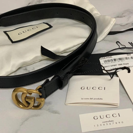 Gucci/古驰黑色双G扣女士腰带2cm-纳德隆国际卡8折 商品图1