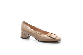 豪麟名鞋奥莱进口迪嘉女鞋皮鞋羊皮革Z25522P杏色  原价3660元