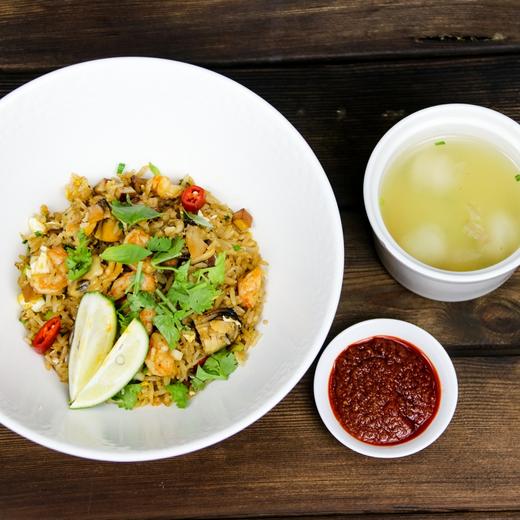 ·泰式冬阴功海鲜炒饭﹑萝卜鱼丸 Thai tom yam seafood fried rice, radish fish balls soup 商品图0