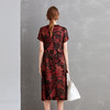 上海旗袍厂XT-21008-3复古V领桑蚕丝连衣裙 气质中腰碎花民族风女式香云纱连衣裙 商品缩略图1