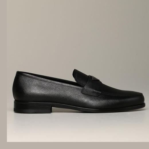 PRADA 普拉达 男士 Saffiano 皮革珐琅金属三角徽标乐福鞋 黑色 2DB180 053 F0002 商品图0