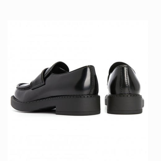 【一】PRADA 普拉达 男士拉绒皮革珐琅三角形徽标乐福鞋 黑色 2DE127 055 F0002 商品图3