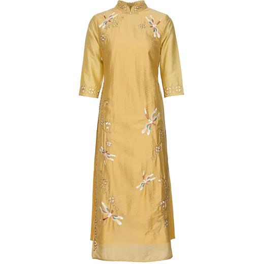 KDS2147 2021夏新款女装文艺绣花禅服茶艺服连衣裙开叉改良汉服 商品图2