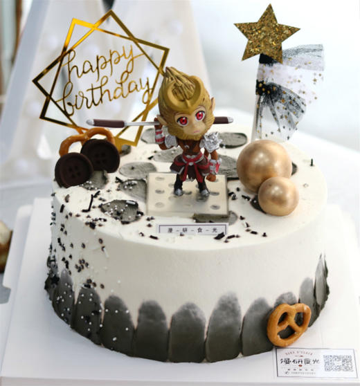 【生日蛋糕】白底灰条王者荣耀孙悟空款 商品图0