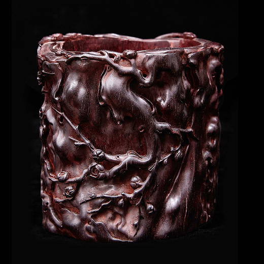 S 梅花小叶紫檀笔筒15x15cm ZYXD 商品图0