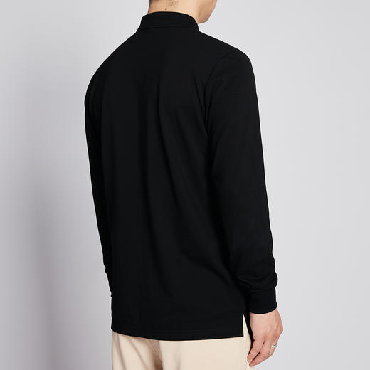 墨麦客2021春季新款黑色翻领POLO衫修身长袖T恤男士商务休闲外套 商品图3