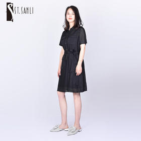 圣三利女装春夏季中长款纯色衬衫连衣裙SL121L31