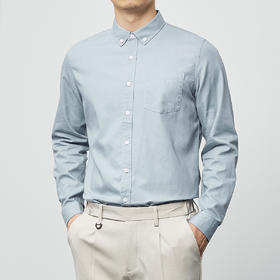 墨麦客男装秋季新款纯色休闲长袖衬衫男士轻熟风天丝翻领衬衣外套