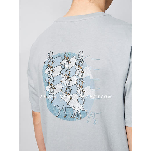 墨麦客男装2021春夏季新款圆领刺绣短袖T恤男士全棉宽松短袖70067 商品图2