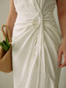 HeyDress白色连衣裙女夏气质V领茶歇裙法式复古收腰显瘦温柔长裙雪纺裙子 商品缩略图2
