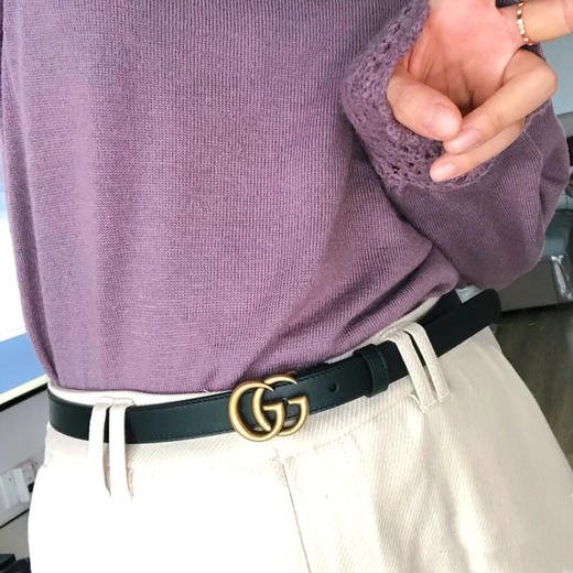 Gucci/古驰黑色双G扣女士腰带2cm-纳德隆国际卡8折 商品图2