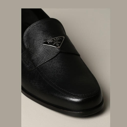 PRADA 普拉达 男士 Saffiano 皮革珐琅金属三角徽标乐福鞋 黑色 2DB180 053 F0002 商品图2