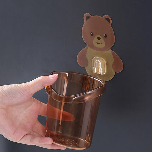 【买1送1】 小熊置物牙刷牙膏杯 免打孔洗漱杯浴室洗手间卡通置物收纳架-轩悦家居M仓 商品图1