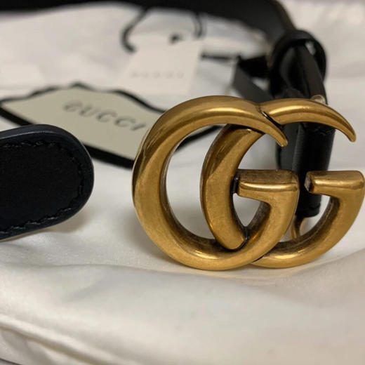 Gucci/古驰黑色双G扣女士腰带2cm-纳德隆国际卡8折 商品图0