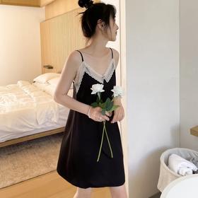 【吊带睡裙】吊带睡裙大码加肥加大女睡衣蕾丝外穿家居服女夏季冰丝薄款