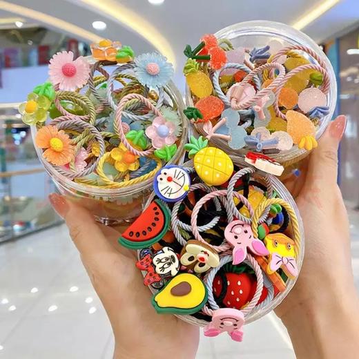 【皮筋套装】儿童韩版头绳女童可爱公主头饰宝宝卡通水果小发圈罐装皮筋套装 商品图1