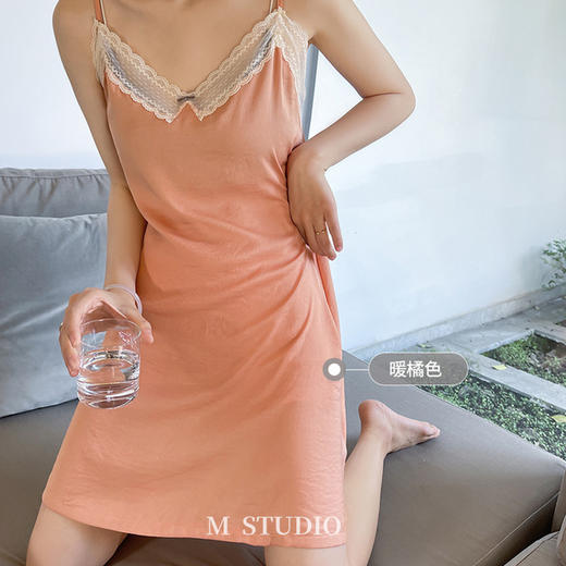 【吊带睡裙】吊带睡裙大码加肥加大女睡衣蕾丝外穿家居服女夏季冰丝薄款 商品图7