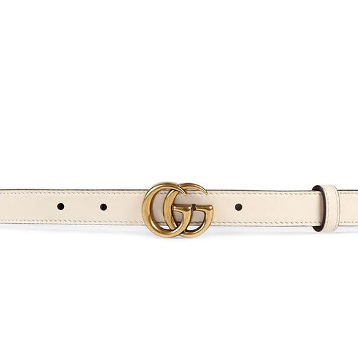 Gucci/古驰白色双G带扣腰带2cm-纳德隆国际卡8折 商品图1