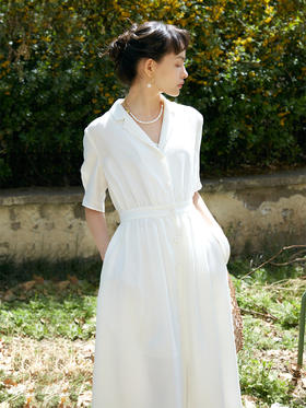 HeyDress白色连衣裙女夏季法式收腰长款气质裙子显瘦仙女裙