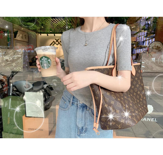 LV 经典购物袋never full-老花杏色内里，原单，对花对版，轻松乱真无压力 商品图0