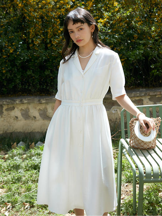 HeyDress白色连衣裙女夏季法式收腰长款气质裙子显瘦仙女裙 商品图3